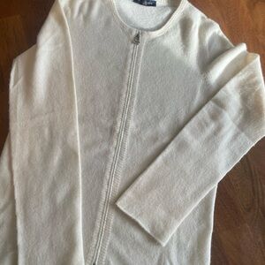 Piazza Sempione Cashmere Cream Zip-Up Cardigan